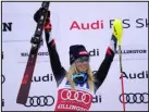  ?? ROBERT F. BUKATY — ASSOCIATED PRESS ?? Mikaela Shiffrin of United States celebrates her victory in a women’s World Cup slalom skiing race Nov. 26, 2023, in Killington, Vt.