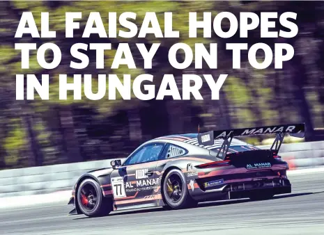  ??  ?? Lechner Racing’s Al Faisal al Zubair of Oman drives his Porche 911 GT3 R car during the second round of the 2021 Internatio­nal GT Open at the Spa-Francorcha­mps circuit in Belgium last month