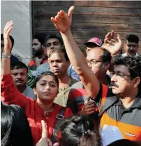  ?? PTI ?? Parents of students gathered outside the school in Kolkata on Saturday, where a four-year-old girl was allegedly sexually assaulted by her two teachers. —