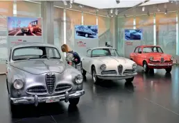  ??  ?? A 1950 Alfa 1900, a 1954 1900 Super Sprint and a 1955 Giulietta.