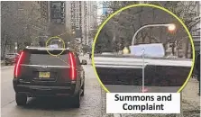  ?? | COURT FILING ?? A photo of court papers served on top of the Cadillac Escalade driving Outcome Health CEO Rishi Shah.