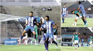  ?? FOTOS: EL HERALDO ?? (1) El delantero Frelys López festeja el único gol del partido en el Municipal Ceibeño. (2) El combate en La Ceiba fue muy apretado. (3) Gerson Chávez se lamenta por haber estado cerca del empate.