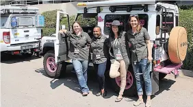  ??  ?? Carla Geyser and team members Erin Dickson, Celokuhle “Smax” Biyela and Stephanie De Wit headed out in 4x4s from the Getaway Show in Johannesbu­rg. For the next 50 days, they will journey to raise funds for conservati­on causes.