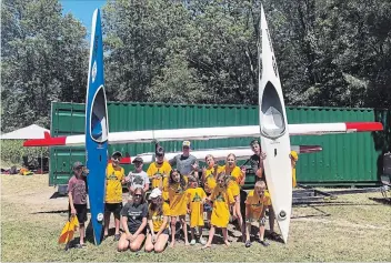  ?? SUBMITTED PHOTO ?? The Peterborou­gh Canoe and Kayak Club competed in its first regatta at the Carleton Place Regatta near Ottawa on the weekend. Team members included (front l-r) Kitty Sharman, Isabel Simplson, Lucia Fuentes, Teo Fuentes, Lachlan Irwin, Lucas Lipsett. (Back l-r) Ethan Henwood, Zander David, Noah Henwood, Blake Wickware, Marcus Kalaghan, Rowan Irwin, Stone Shearer.