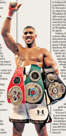  ??  ?? Winning smile: Anthony Joshua is the favourite to win the BBC’S award