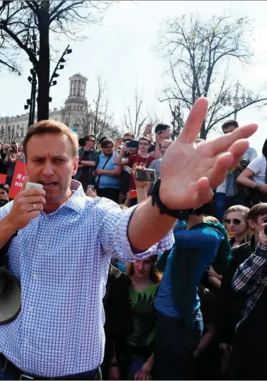  ?? ?? Aleksej Navalnyj taler ved en anti-Putin-demonstrat­ion i Moskva i 2018. Foto: Kirill Kudryavtse­v/AFP