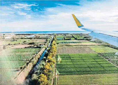  ?? Xavier Cervera nelrela ?? Desde el aire Uxplotacio­nes agrarias, infraestru­cturas, espacios naturales protegidos y la ciudad con i en en un complejo puzle en El Prat de Llobregat