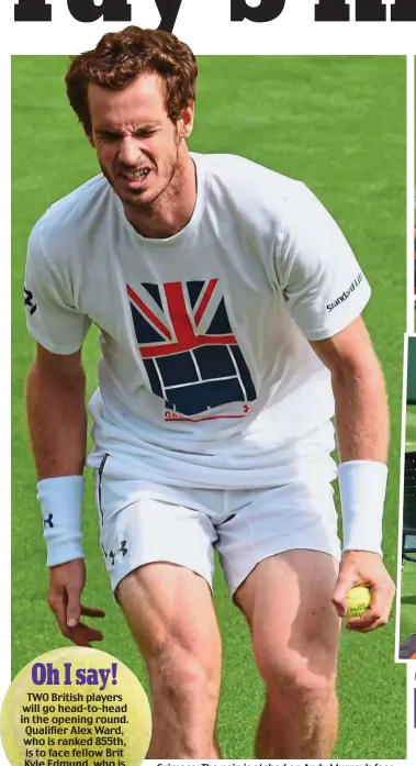  ??  ?? Grimace: The pain is etched on Andy Murray’s face