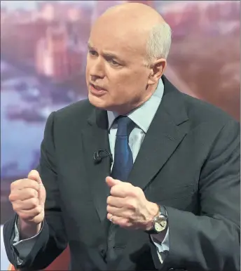  ??  ?? MAKING HIS CASE: Ex-minister Iain Duncan Smith said he stood down because of the ‘deeply unfair’ cut in disability benefits.