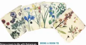  ??  ?? Villa Nova Akina Indigo Rug, from £425, Modern Rugs Bring a room to life with Botanicals Cream Resin Antiqued Tall Stem Flower Design Coasters, pack of four, £12, Gisela Graham