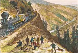  ?? Stanford University ?? A LITHOGRAPH depicts Chinese workers on the Central Pacific Railroad. From 1865 to 1869, as many as 20,000 Chinese worked on the transconti­nental railroad.