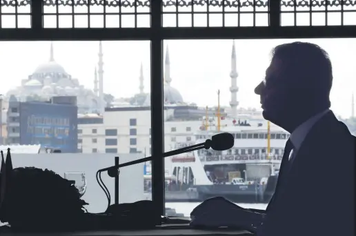  ?? ?? Istanbul Mayor Ekrem Imamoğlu talks to members of foreign media a day after he took office, in Istanbul, Turkey, June 28, 2019.