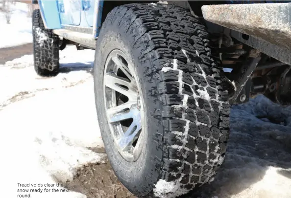  ??  ?? Tread voids clear the snow ready for the next round.