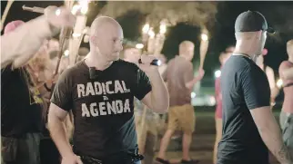  ?? THE ASSOCIATED PRESS ?? White supremacis­t Chris Cantwell was featured in the Vice News coverage of Charlottes­ville protests.