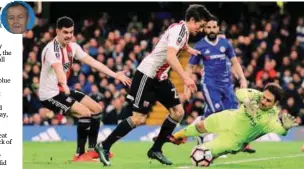  ??  ?? Brentford’s Lasse Vibe (centre) shoots at goal during Saturday’s FA Cup 4th round match against Chelsea at Stamford Bridge. Chelsea won 4-0. – Reuterspix