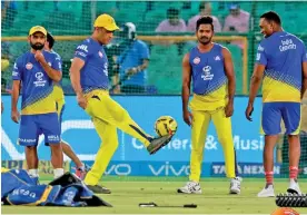  ??  ?? CSK players at a traing session.