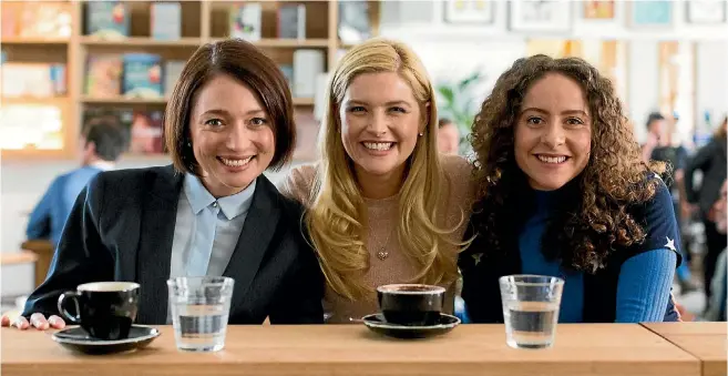  ??  ?? Prebble, left, with castmates and on-screen sisters Lucy Durack and Maria Angelico.