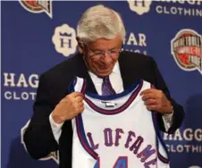  ?? LAYNE MURDOCH/NBAE/GETTY IMAGES FILE ?? Former NBA commission­er David Stern poses last April after the announceme­nt that he’ll be inducted into the Basketball Hall of Fame.