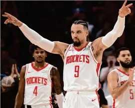  ?? Nikki Boertman/Associated Press ?? Most crowds see Rockets guard Dillon Brooks as villain. But in his hometown of Toronto, along with Memphis and Portland, they cheer when he comes to town.