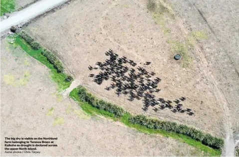  ?? Aerial photos / Chris Tarpey ?? The big dry is visible on the Northland farm belonging to Terence Brocx at Kaikohe as drought is declared across the upper North Island.