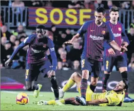  ?? FOTO: PEP MORATA ?? Dembélé, ayer un tifón Fue una pesadilla para Pedraza, su marcador