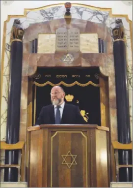  ?? PHOTO: LAWRENCE PURCELL ?? The Chief Rabbi at the Holy Law Synagogue in Prestwich on Monday