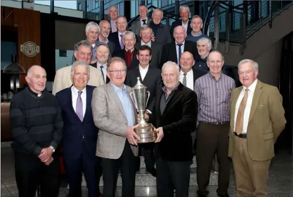  ??  ?? Members of the St Peter’s All Ireland winning team of 1967/’68 with captains Paddy Breen from Campile and Paddy Bierney from Ferns, at the reunion.