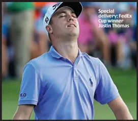  ??  ?? Special delivery: FedEx Cup winner Justin Thomas