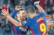  ?? REUTERS ?? Lionel Messi was instrument­al in Barca’s 40 win.