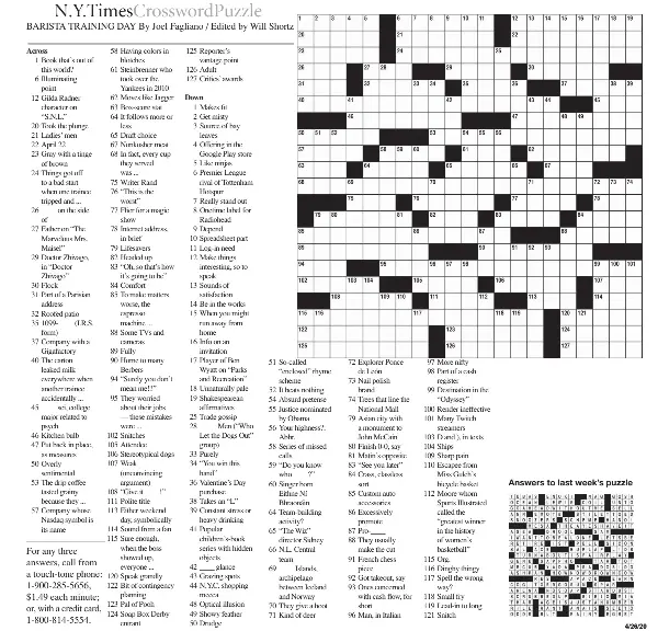 NEW YORK TIMES CROSSWORD PUZZLE - PressReader