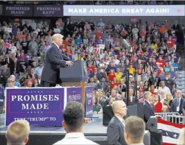  ?? Alex Brandon ?? The Associated Press President Donald Trump on Tuesday at a rally in Charleston, W.VA.