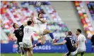  ??  ?? Romain Ntamack gets under a Scotland kick. Photograph: László Gecző/Inpho/Shuttersto­ck