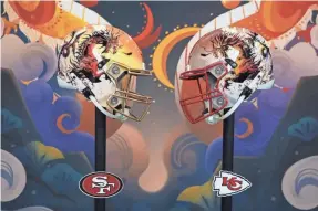  ?? KIRBY LEE/USA TODAY SPORTS ?? Before Super Bowl Sunday in Las Vegas, an NFL display featuring San Francisco 49ers and Kansas City Chiefs helmets celebrates the Lunar New Year of the Dragon, which begins Saturday.