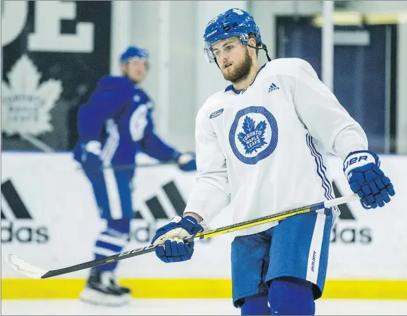  ?? — POSTMEDIA ?? Maple Leafs forward William Nylander skates at practice yesterday. The Swede has just one goal and two assists in 14 games since ending a lenghty contract dispute and signing a six-year, $45-million contract with Toronto.