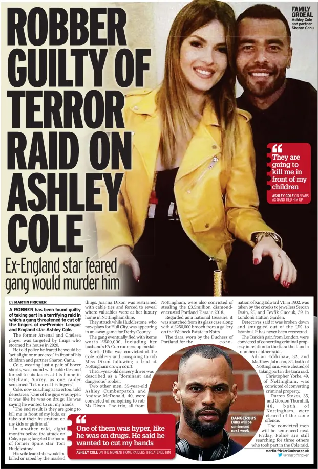  ?? ?? FAMILY ORDEAL Ashley Cole and partner Sharon Canu