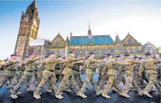  ??  ?? ●●The Royal Regiment of Fusiliers last marched through Rochdale in November 2013 after returning from Afghanista­n