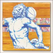  ?? Contribute­d photo ?? Artwork made by Billi Kid from a section of the 2011 NBA AllStar Game floor boards that featured in his “Art of Basketball” collection.