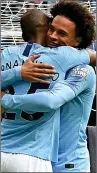  ??  ?? BACK IN FOLD: hero Sane is hugged by Fernandinh­o