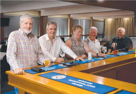  ?? ?? Stephen Hawkes, past president Russell Laird, president Liz Buckley, David Ellis and Paul Marinez at the North Queensland Club; the exterior of the building (top right); and (above) a spacious entertaini­ng area in the building. Main picture: Evan Morgan