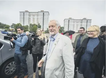  ?? PICTURE: JOHN DEVLIN ?? Labour leader Jeremy Corbyn arrives for the rally in Coatbridge yesterday