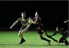  ??  ?? Zac Miles in action at the weekend. tries to evade his way through the desperate attempts at tackle by Highfields.