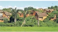  ??  ?? Reisfelder und kleine Dörfer prägen das Bild an der Bahnstreck­e von Moramanga nach Ambatondra­zaka.
