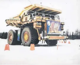  ?? ANDREW ROBINSON/ THE TELEGRAM ?? A Polaroid picture of a 300-tonne haul truck decorated for Christmas. Tanea Hynes worked on these vehicles at the iron ore mine in Labrador City.