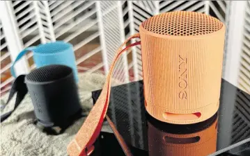  ?? DAVID CARNOY CNET ?? The Sony SRS-XB100 is a portable Bluetooth speaker that is both dust- and waterproof and is rated for 16 hours of battery life at moderate volume levels.
