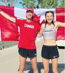  ?? COURTESY EVAN DUNFEE ?? Richmond’s Evan Dunfee and teammate Olivia Lundman of Lantzville secured their Olympic qualificat­ion in Turkey.