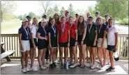  ?? COURTESY - STEVE ANSPACH ?? The Pioneer Athletic Conference girls golf district qualifiers pose together after Tuesday’s PAC Championsh­ips.