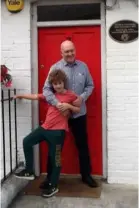  ??  ?? Sean Scully with his son Oisin outside his first house in Inchicore