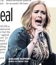 ??  ?? AMAZING SUPPORT Adele on latest tour