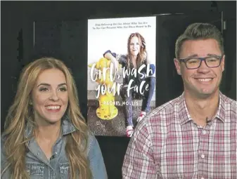  ?? AP ?? Rachel Hollis, author of “Girl, Wash Your Face,” and husband Dave Hollis in a video interview in 2018.