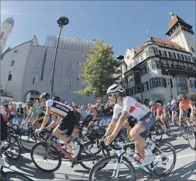  ??  ?? Leeds cyclist Sam Watson prepares to get underway in the Junior Men’s race in Kufstein.